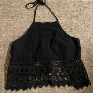 American Eagle black halter crop top